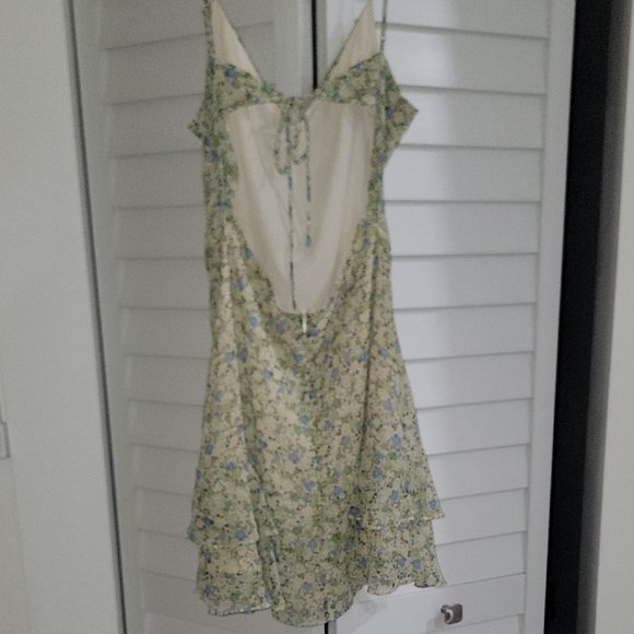 Light Blue Floral Ruffle Slip Dress - Picture 2 of 5